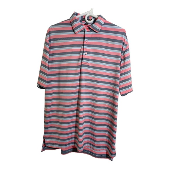 Peter Millar mens summer comfort polo half button shirt striped Golf Medium - Picture 3 of 8